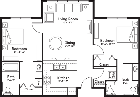 Floor Plan Assisted Living Large 2 Bedroom