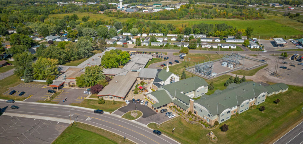 Aerial view of Milaca Elim Meadows campus in Milaca, Minnesota